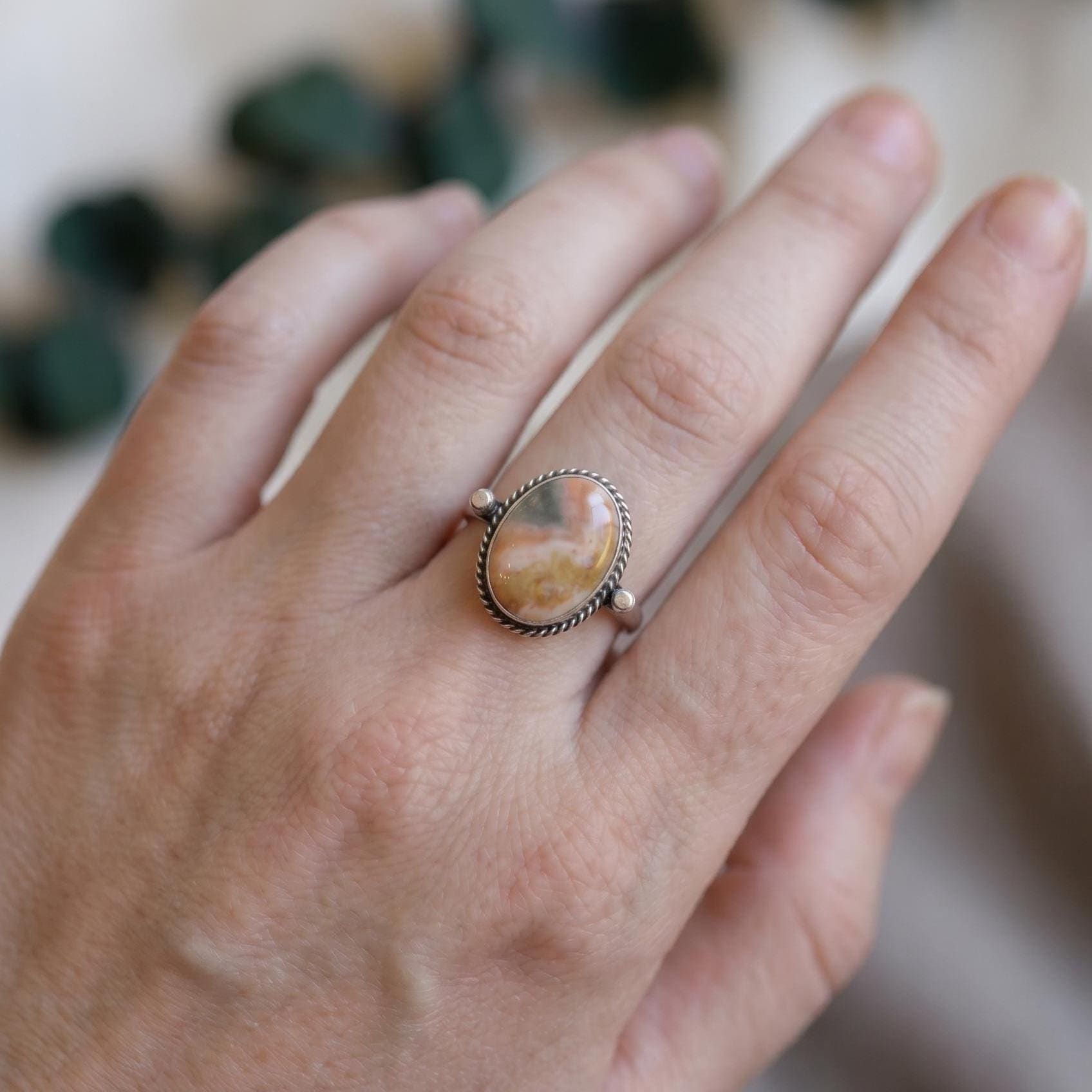 Ocean Jasper Statement Ring – Sterling Silver, Choose Your Stone