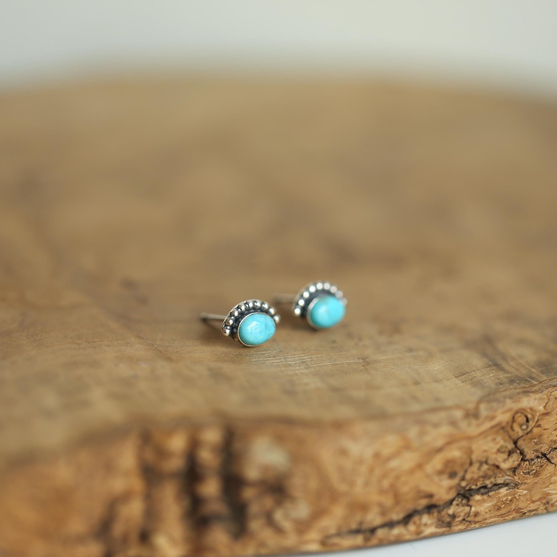 American Turquoise Sterling Silver Stud Earrings - Silversmith Jewelry