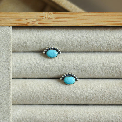 American Turquoise Sterling Silver Stud Earrings - Silversmith Jewelry