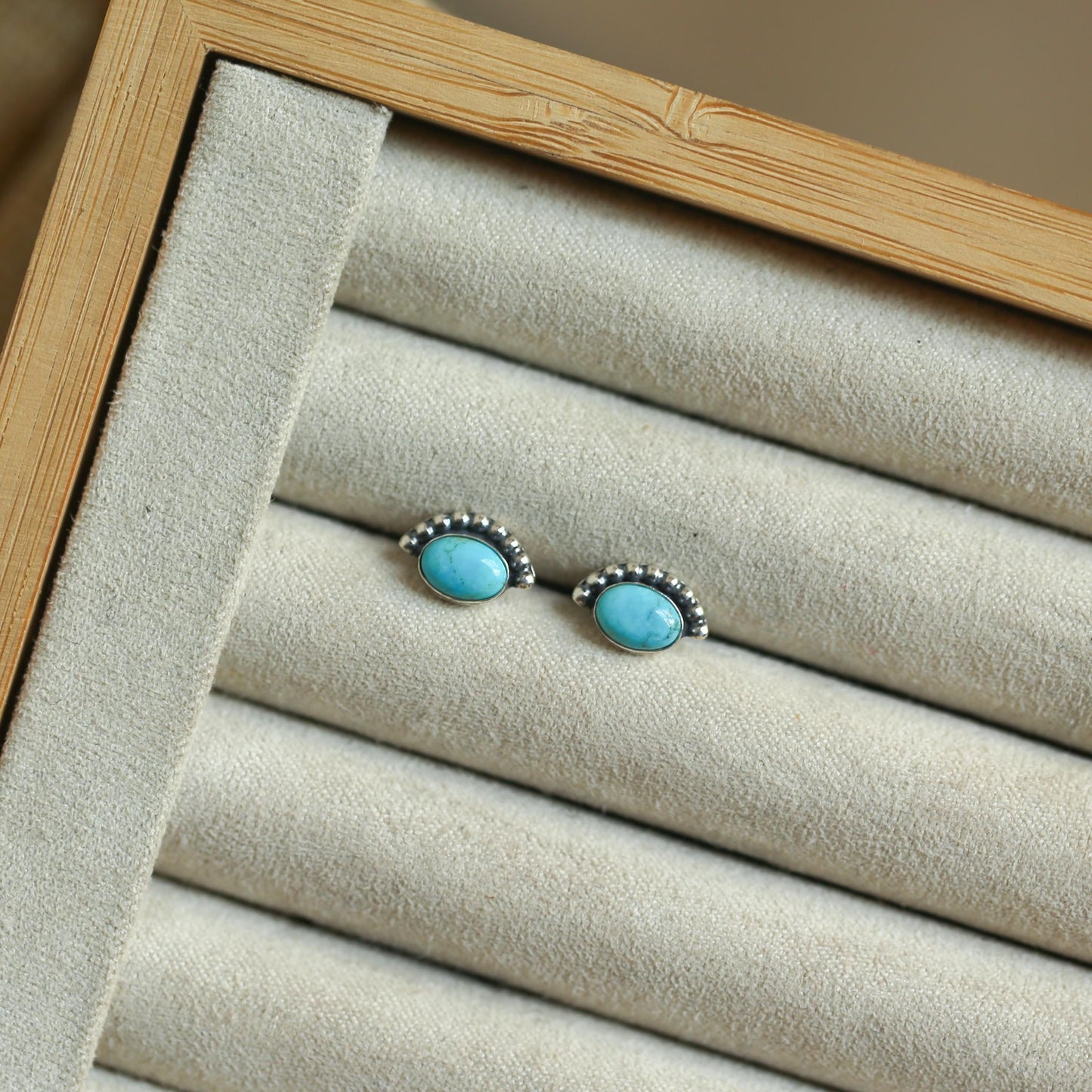 American Turquoise Sterling Silver Stud Earrings - Silversmith Jewelry