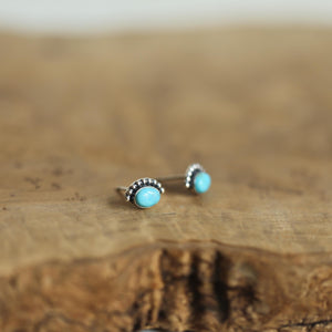 American Turquoise Sterling Silver Stud Earrings - Silversmith Jewelry
