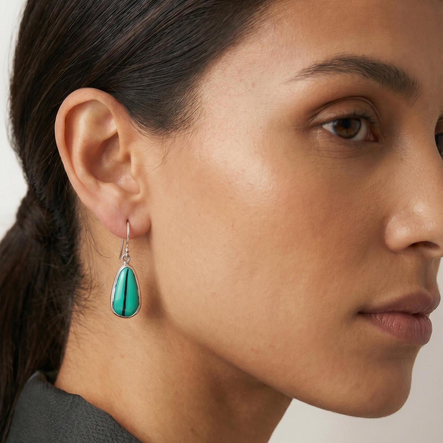 Emerald Rose Variscite Sterling Silver Drop Earrings – Handmade Jewelry