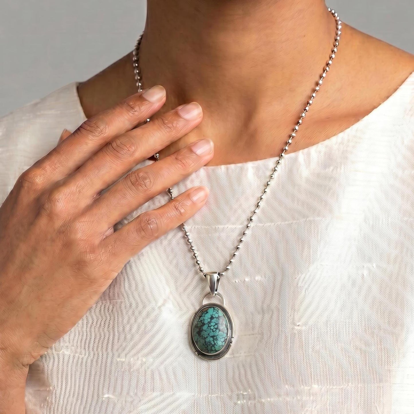 Choose Your Western Chisel Notched Turquoise Pendant - Optional Sterling Silver Chain