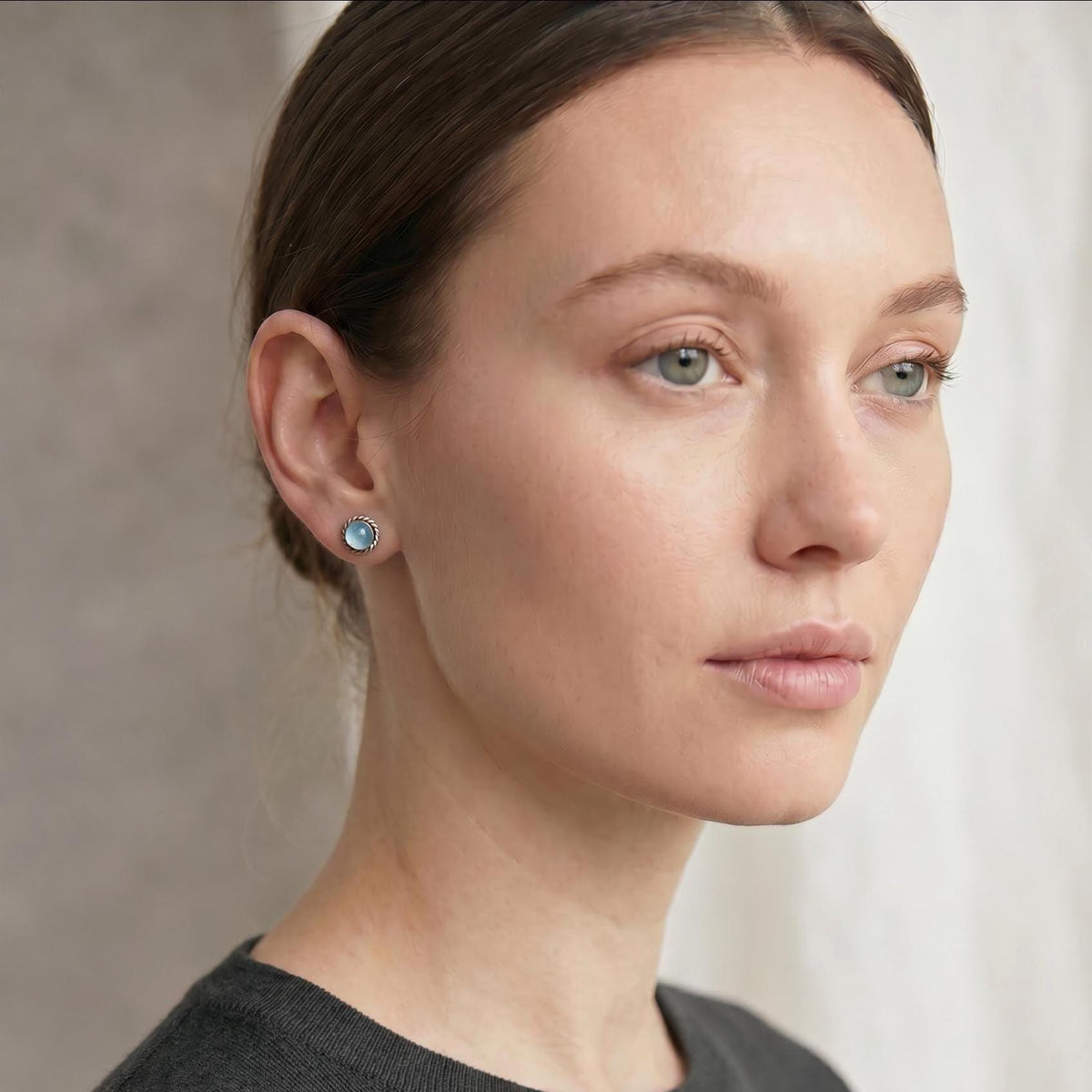 14K Gold Aquamarine Posts - Goldsmith