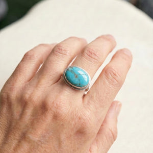 Custom Kingman Turquoise AAA - Choose Your Stone - East-West Oval - Sterling Silver