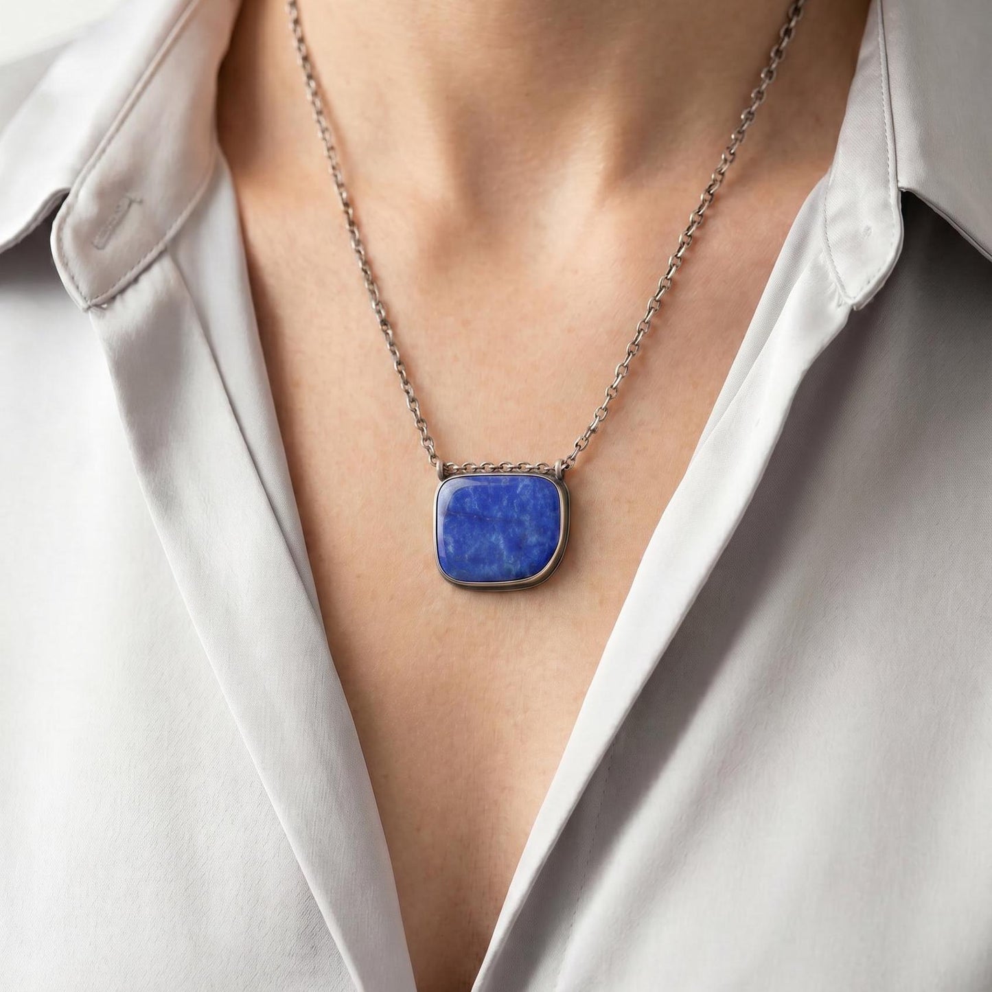 Custom Lapis Lazuli Pendant - Hanging Rock Pendant - Sterling Silver