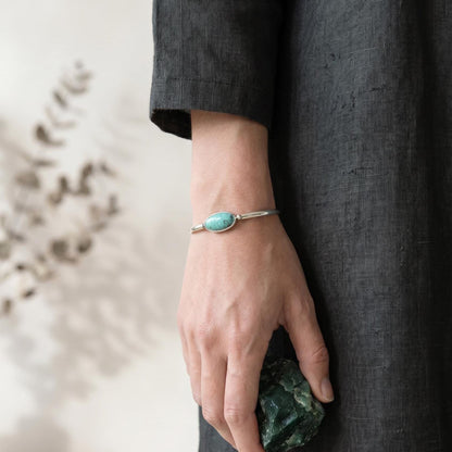 Turquoise Cuff Bracelet - Choose Your Stone - Sterling Silver - Custom Bracelet