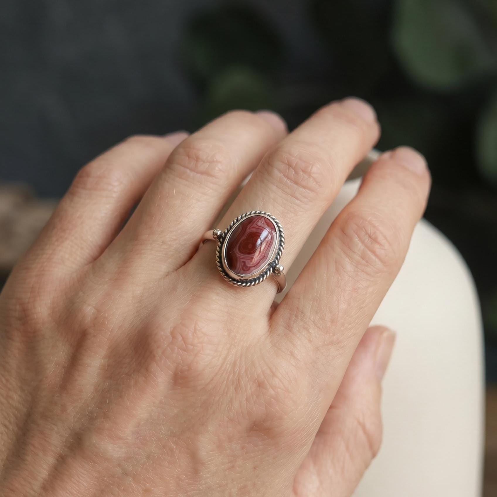 Custom Laguna Lace Agate Ring - .925 Sterling Silver - Choose Your Stone - Lasso Ring