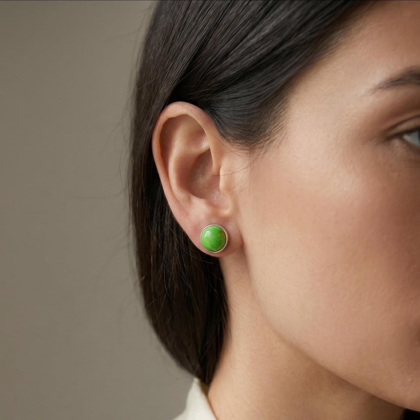 American Green Turquoise Post Earrings – Sterling Silver Studs
