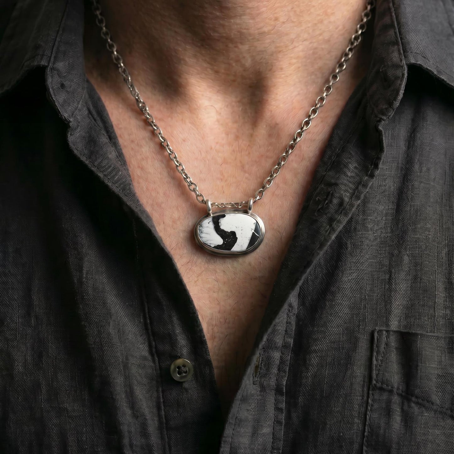 White Buffalo Pendant - Sterling Silver - White Buffalo Necklace