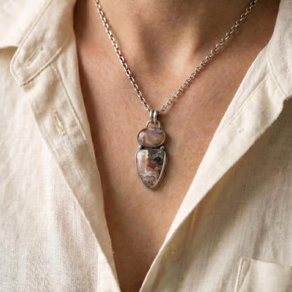 Crazy Lace Agate 2 Stone Pendant - Choose Your Sterling Silver Pendant