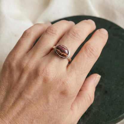Laguna Lace Agate Ring - .925 Sterling Silver - East West Oval Ring - Choose Your Stone