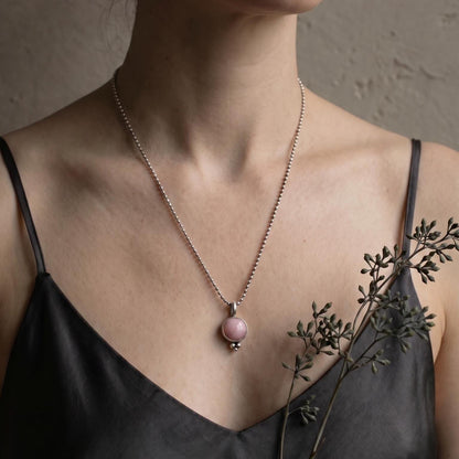 Pink Opal Sterling Silver Necklace – Sweetheart Pendant