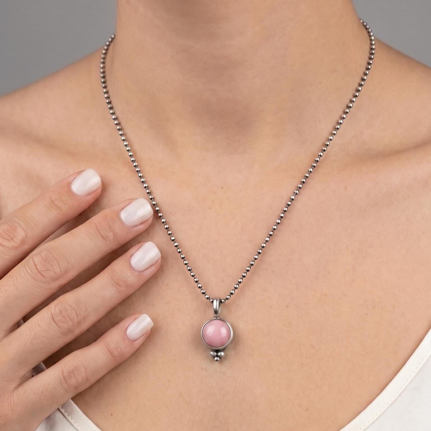 Pink Opal Sterling Silver Necklace – Sweetheart Pendant