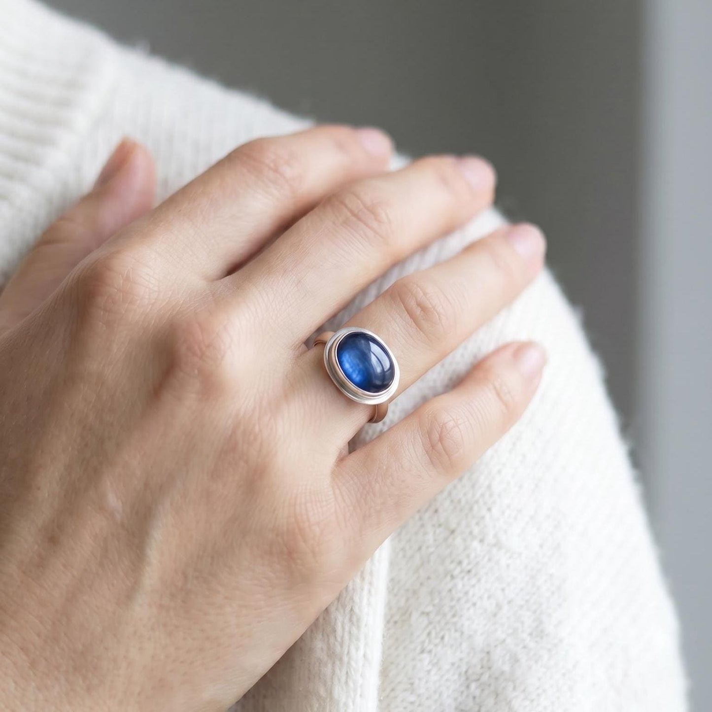 Kyanite East West Ring - Sterling Silver - Blue Kyanite Ring