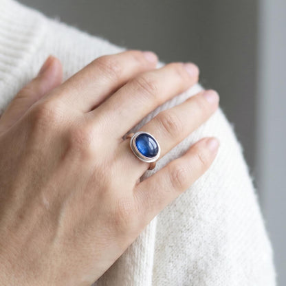 Kyanite East West Ring - Sterling Silver - Blue Kyanite Ring