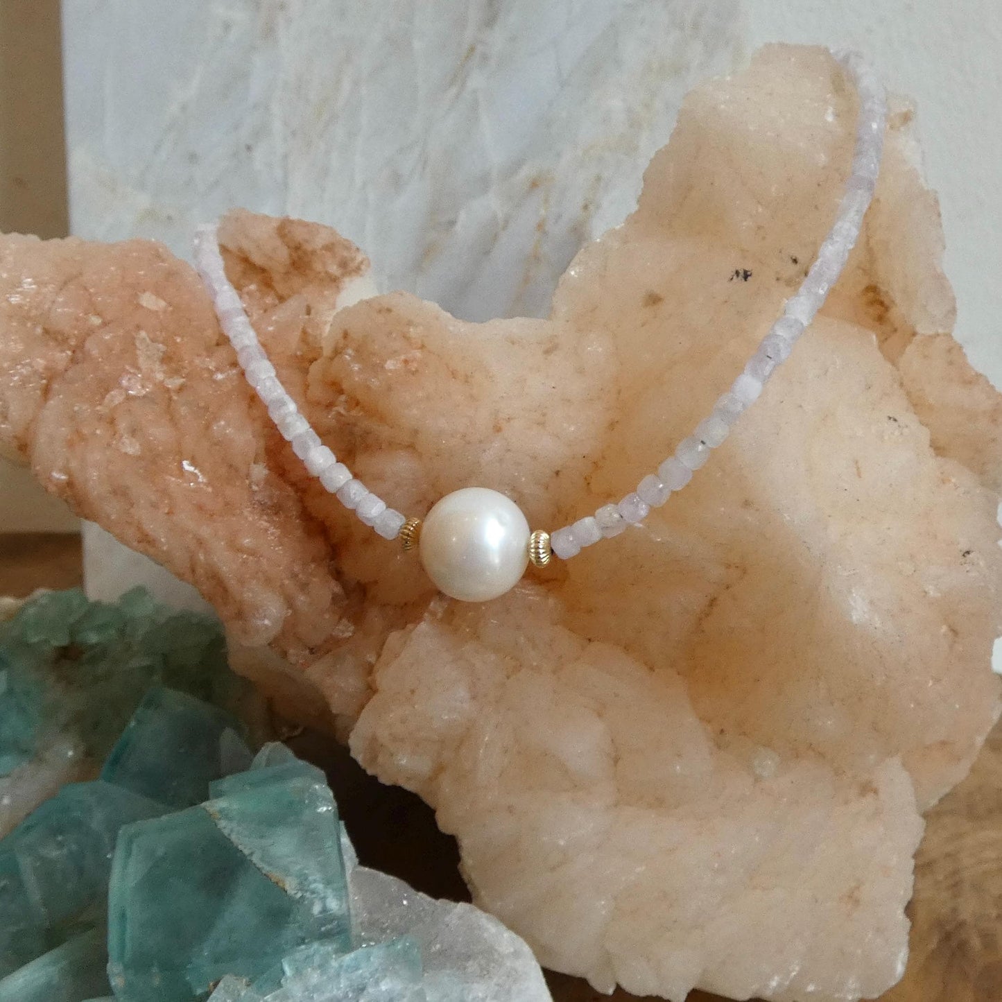 Pastel Pearl Choker - Apatite, Kunzite or Tanzanite - 14KT Gold Filled