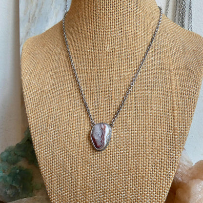 Choose Your Vertical Laguna Lace Agate Necklace - Sterling Silver