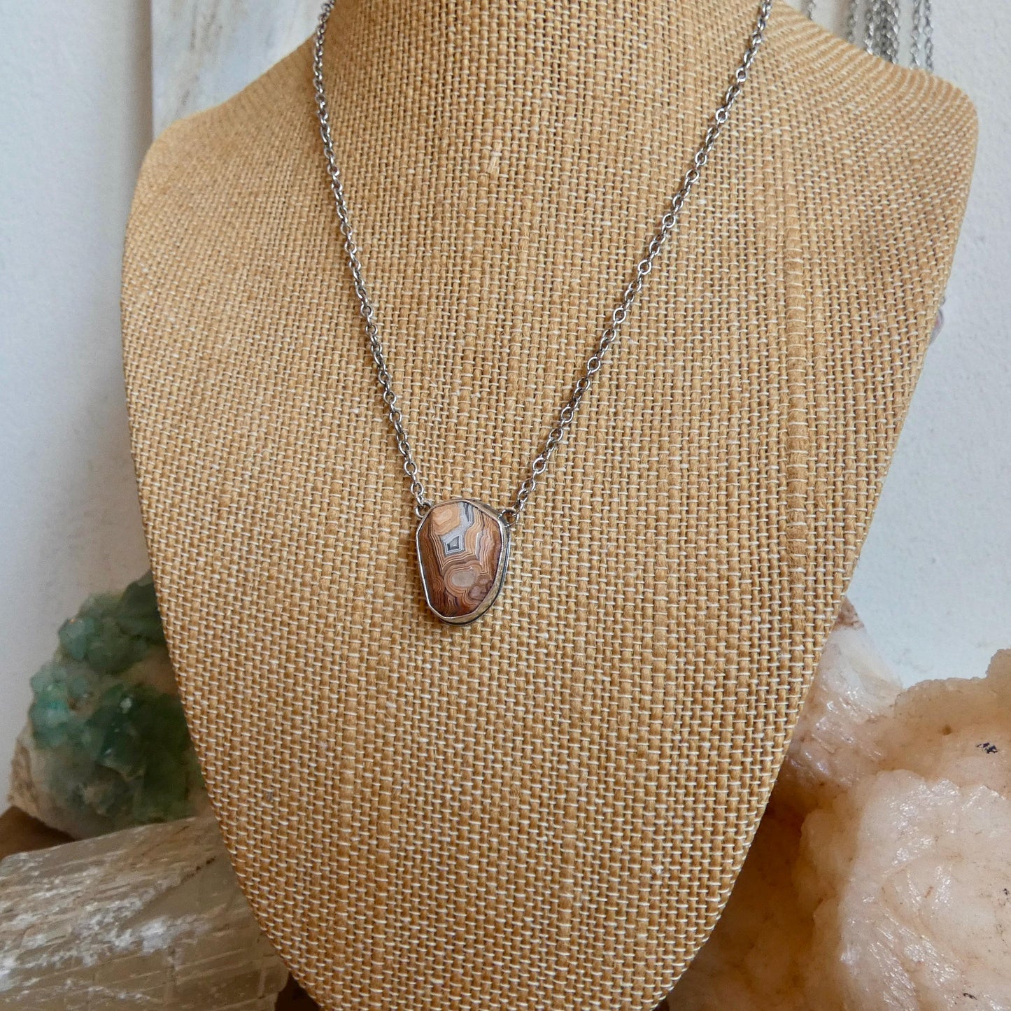 Choose Your Vertical Laguna Lace Agate Necklace - Sterling Silver
