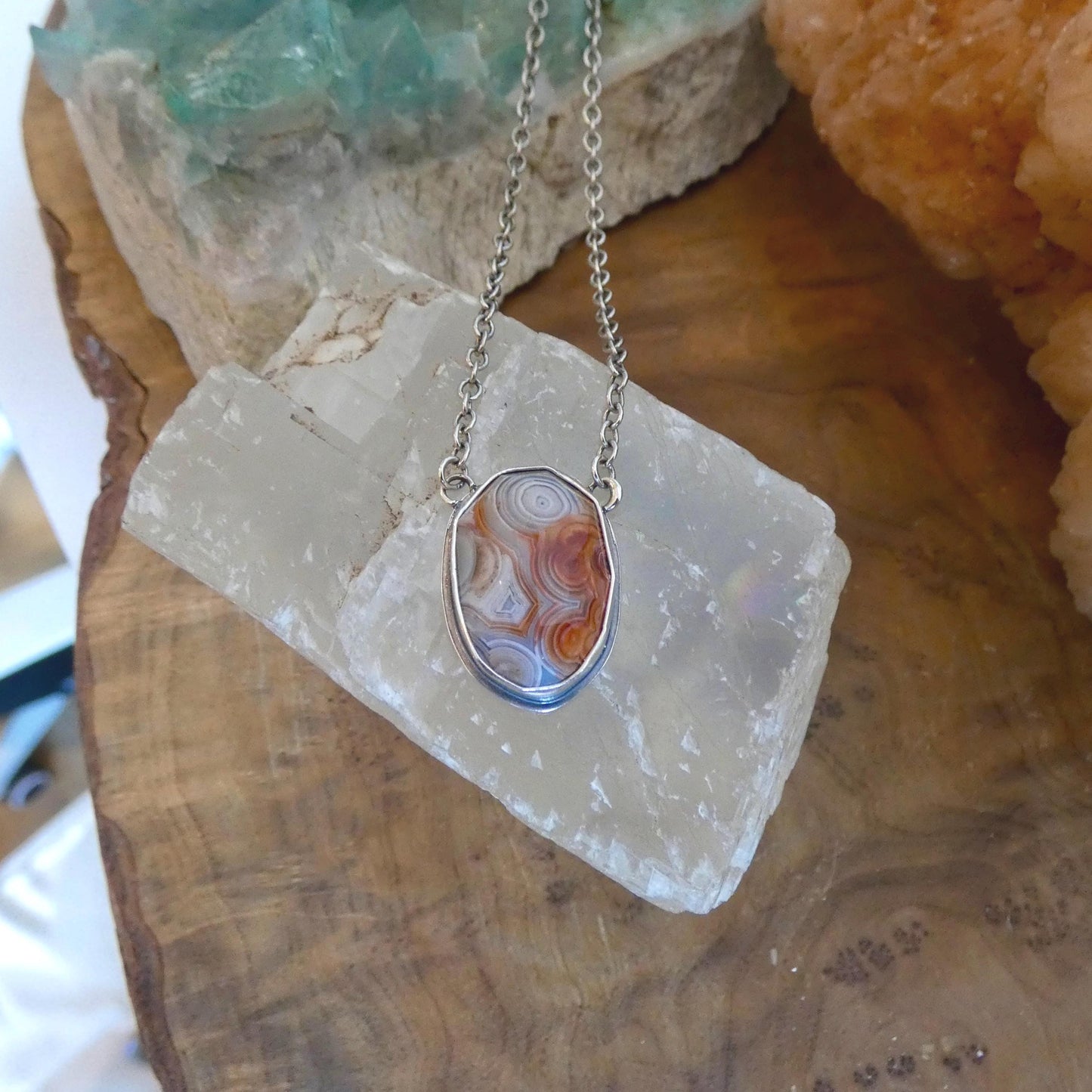 Choose Your Vertical Laguna Lace Agate Necklace - Sterling Silver