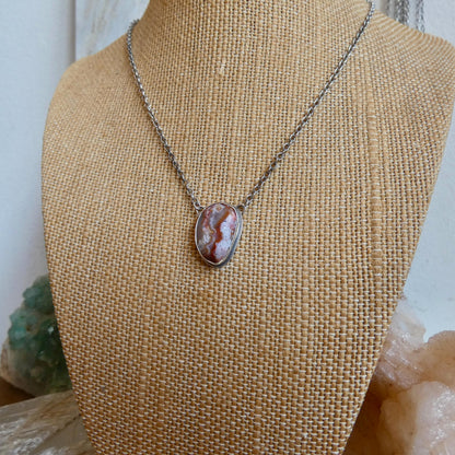Choose Your Vertical Laguna Lace Agate Necklace - Sterling Silver