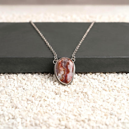 Choose Your Vertical Laguna Lace Agate Necklace - Sterling Silver