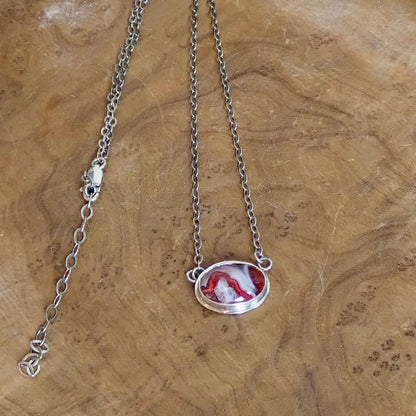 Laguna Lace Agate East-West Pendant – Sterling Silver