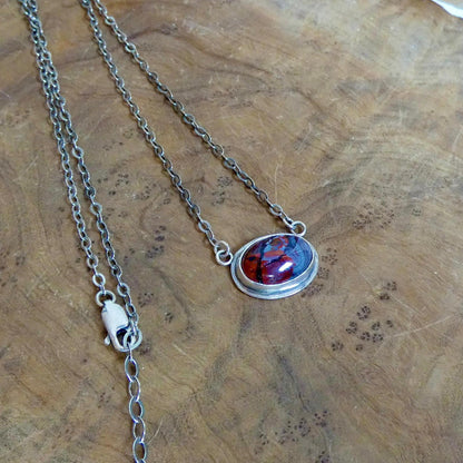 Laguna Lace Agate East-West Pendant – Sterling Silver