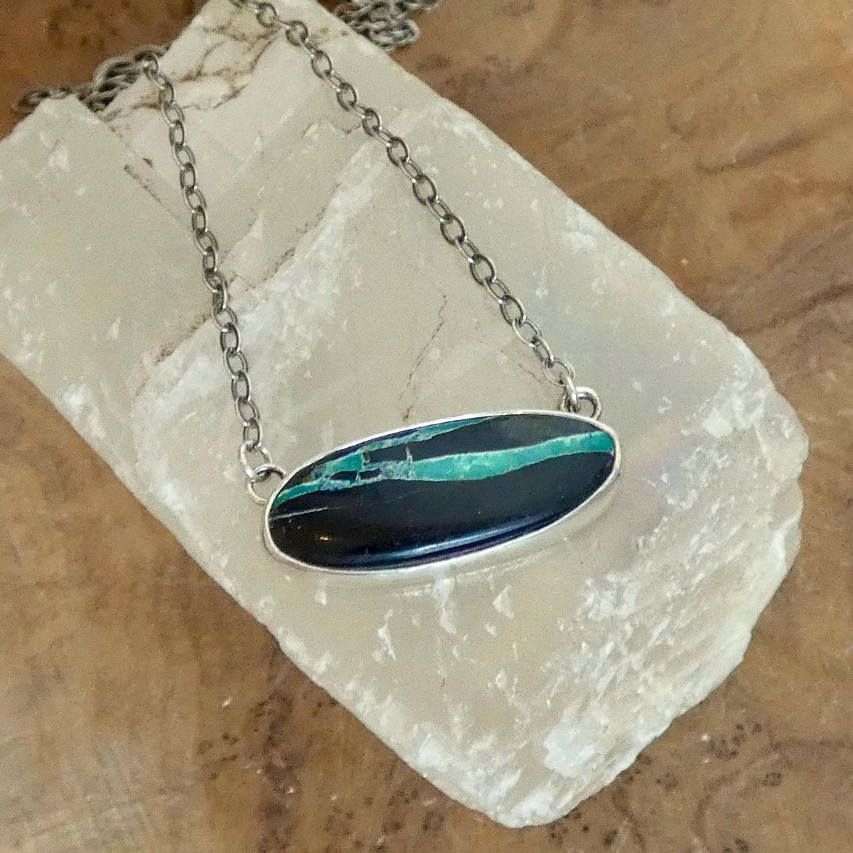 Black Jack Turquoise Bar Necklace | Sterling Silver