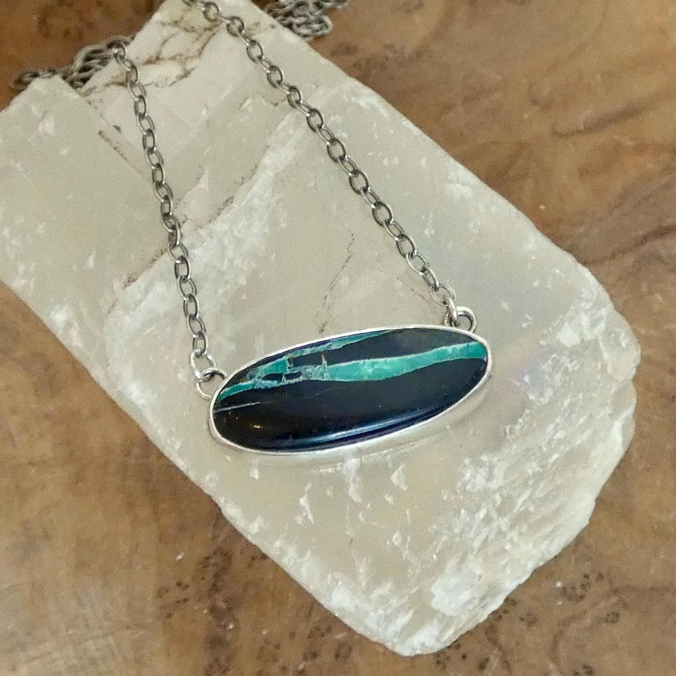 Black Jack Turquoise Bar Necklace | Sterling Silver