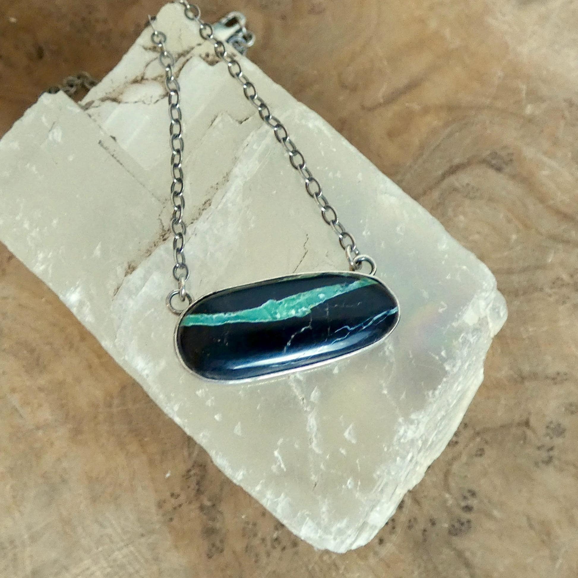 Black Jack Turquoise Bar Necklace | Sterling Silver
