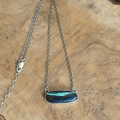 Black Jack Turquoise Bar Necklace | Sterling Silver