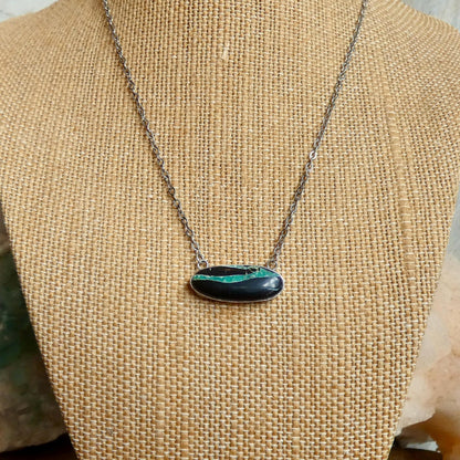 Black Jack Turquoise Bar Necklace | Sterling Silver