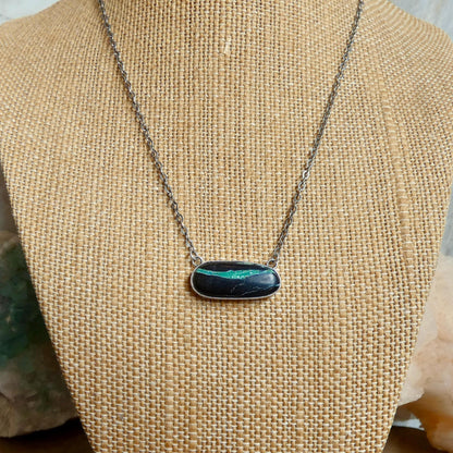 Black Jack Turquoise Bar Necklace | Sterling Silver