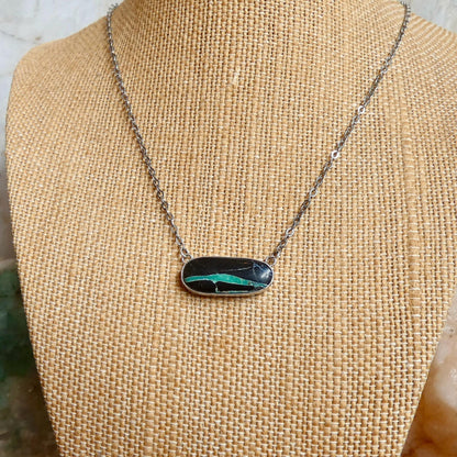 Black Jack Turquoise Bar Necklace | Sterling Silver