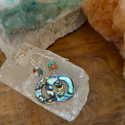 Spiny Oyster Turquoise and Abalone Earrings | Beaded Jewelry