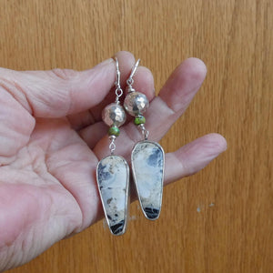 White Buffalo Earrings - Gaspeite Sterling Silver