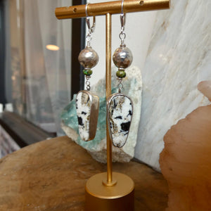 White Buffalo Earrings - Gaspeite Sterling Silver