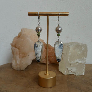 White Buffalo Earrings - Gaspeite Sterling Silver