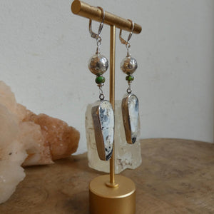White Buffalo Earrings - Gaspeite Sterling Silver