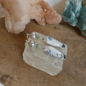 White Buffalo Earrings - Gaspeite Sterling Silver