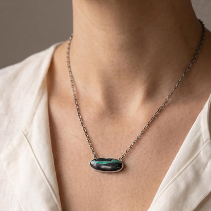 Black Jack Turquoise Bar Necklace | Sterling Silver