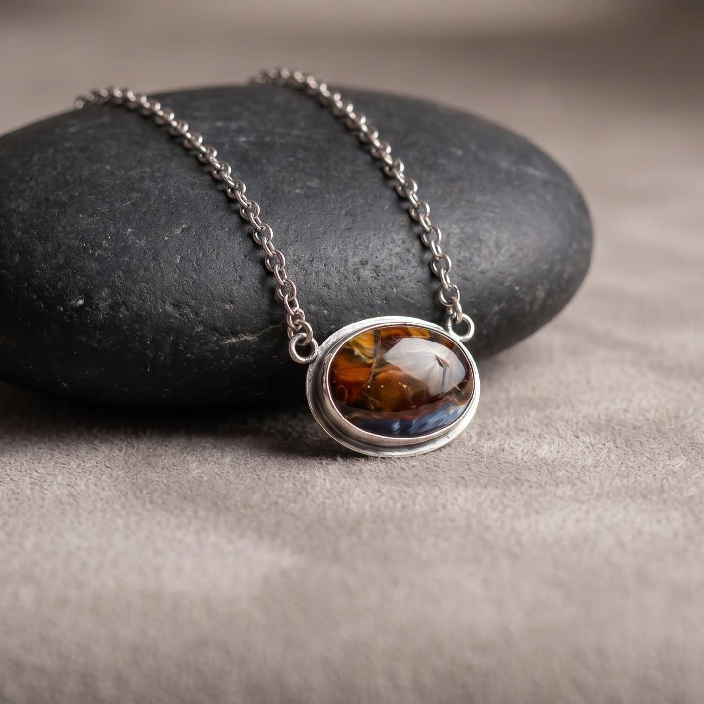 Pietersite Necklace - .925 Sterling Silver
