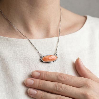 Chili Red Spiny Oyster Pendant – Sterling Silver Necklace