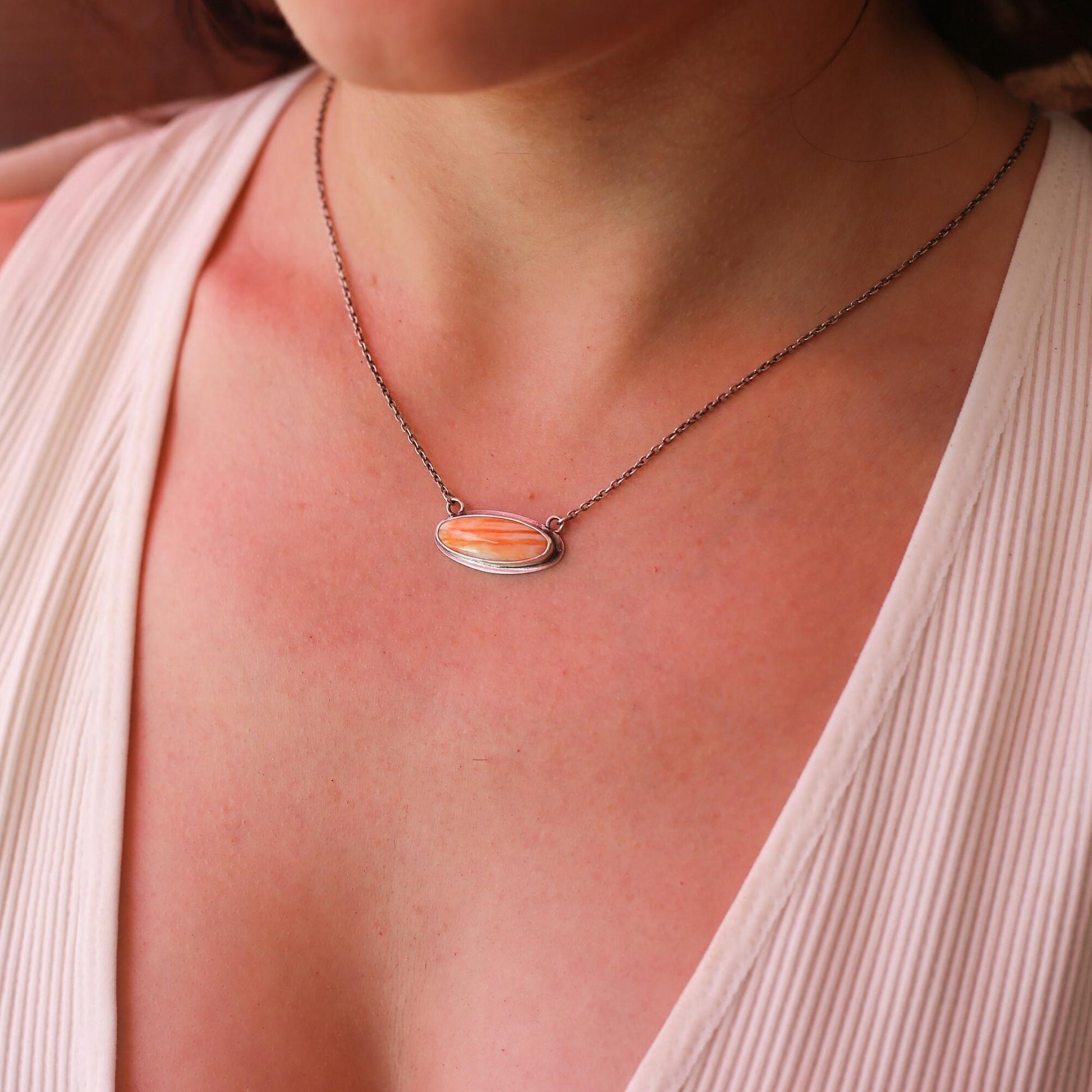 Chili Red Spiny Oyster Pendant – Sterling Silver Necklace