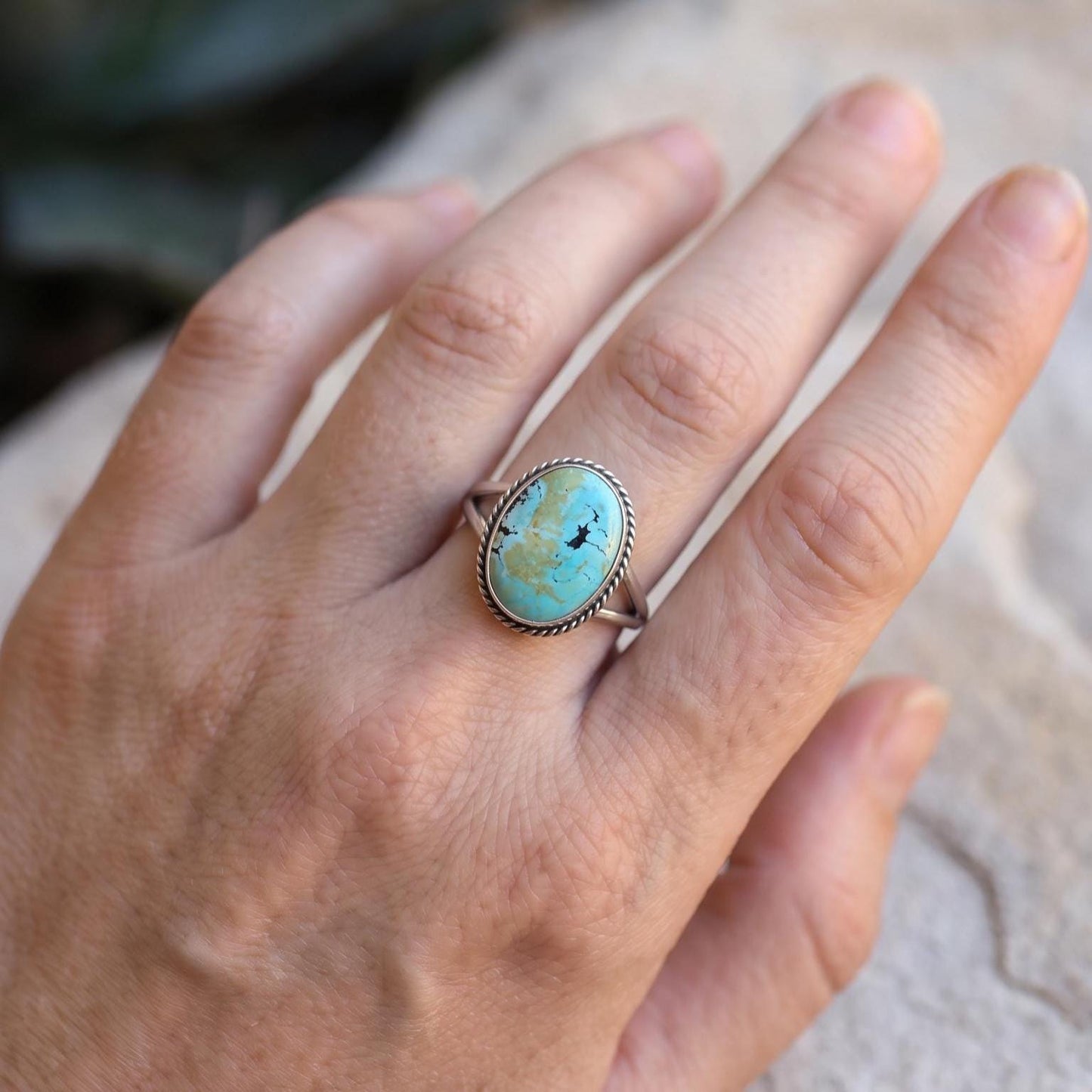 Sterling Silver Turquoise Ring - Boho Silversmith Design