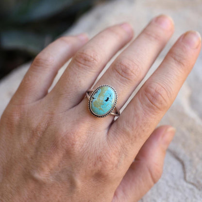 Sterling Silver Turquoise Ring - Boho Silversmith Design