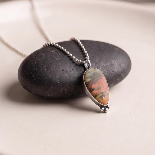Custom Red Creek Jasper Pendant Necklace - Silversmith Jewelry - Choose Your Stone