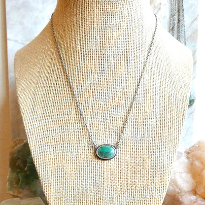 Turquoise Pendant With Chain | Sterling Silver