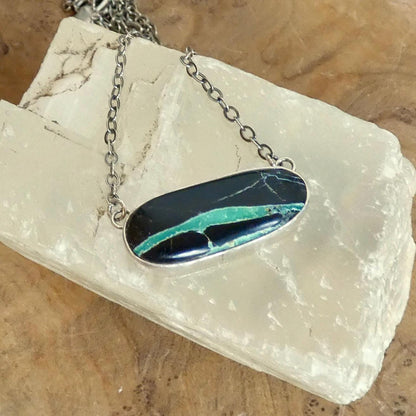 Black Jack Turquoise Bar Necklace | Sterling Silver
